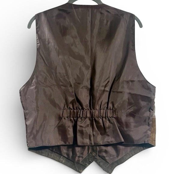 Vintage 100% Leather Shell Patchwork Vest Western Boho Y2K Brandon Thomas Medium - Picture 6 of 12